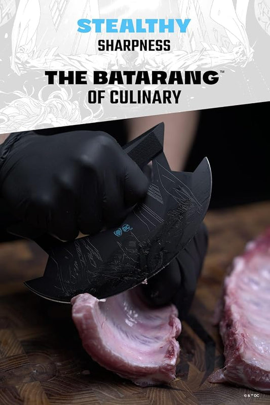 Dalstrong Ulu Knife - 7 inch - BATMAN™ Shadow Black Edition - High Carbon 7Cr17MoV Steel - Black Titanium Kitchen Knife - Rocking, Mincing, Slicing Meat & Herb Knife - G10 Handle - Sheath