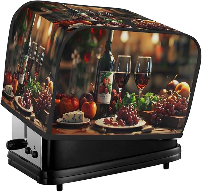 Grape Wine Toaster Cover 4 Slice Wide Slot Washable Toaster Covers | Fruit Apple Dust and Fingerprint Protection Bread Maker Covers for Kitchen Accessories Decor Bakeware Women Gift