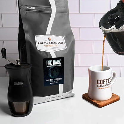 Fresh Roasted Coffee, FRC Dark Roast Blend Whole Bean Coffee, Dark Roast, Kosher, 5 lb (80 oz)