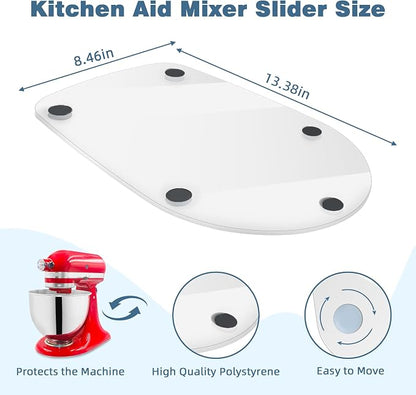 Mixer Slider Mat for Kitchen Aid 4.5-5 Qt Tilt Head Stand Mixer, Glossy Sliding Tray Mixer Sliders for Kitchenaid Artisan Mixer, Kitchen Aid Accessories and Attachments, Countertop Storage, Clear