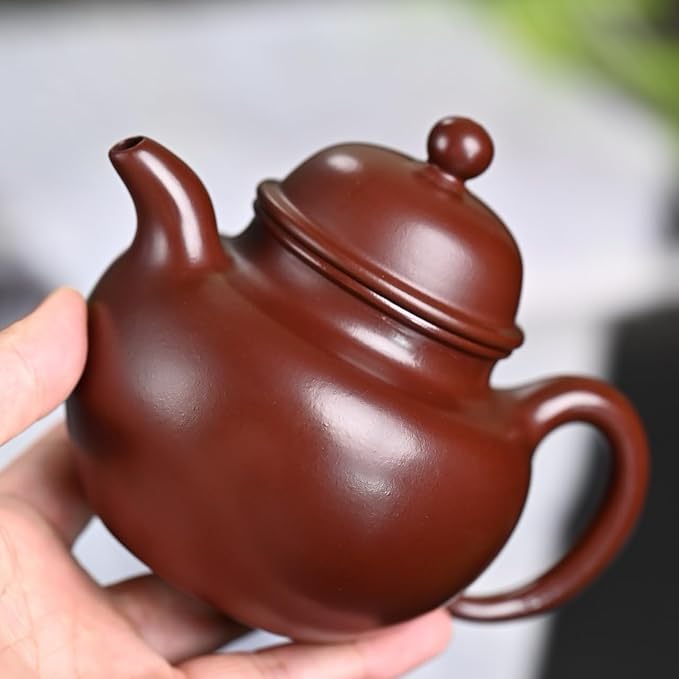Handmade Purple Clay Teapot Duo Qiu Shape 250ml, Zisha Teapot for Gongfu Tea, Collectible Chinese Teapot for Loose Leaf Tea
