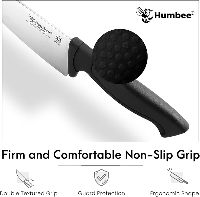6-Inch Chef Knife, NSF Certified Razor-Sharp High Carbon Stainless Steel Blade – Ergonomic Color Coded Handle, Non-Slip Grip Kitchen Knife, DT-10 Series, Black