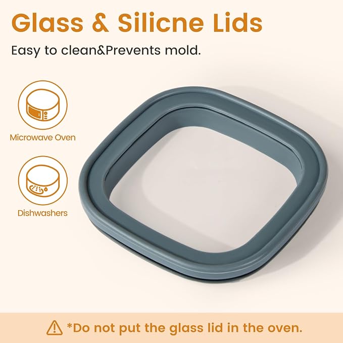 Square Glass Food Storage Jars with Lids Set of 5, Perfect for Pasta, Cookies, Nuts, Coffee, Cereal, Flour,Organize Your Kitchen with these BPA-Free Glass Jars with Silicone Lids