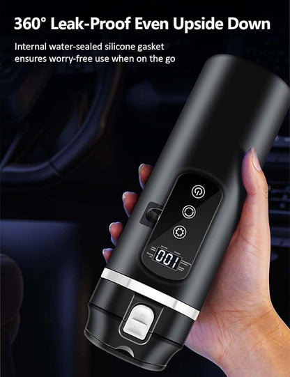 Intelligent 12V Car Electric Kettle with Touchscreen, 13.5oz Travel Kettle, 304 Stainless Steel, Leak-Proof Lid, Variable Temperature (113-212°F) for Coffee, Tea & Milk – Ideal for Trucks, Buses, Cars