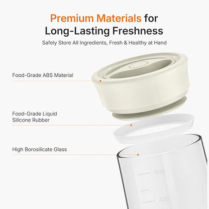 Upgraded Airtight Glass Storage Jar with Rotary Click Lid, 17oz Coffee Grounds Container with Silicone Seal, Wide Mouth Mason Jar for Overnight Oats, Coffee Bean, Tea, Yogurt, Spices, Sugar