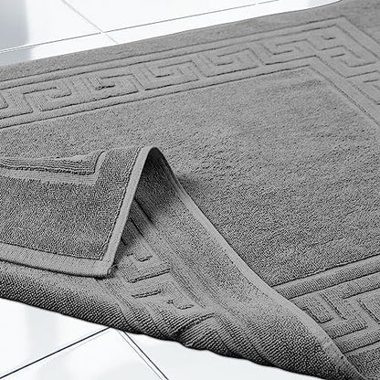 Superior Heavyweight Cotton Bath Mats, Bath Rugs For Bathroom Accessories, Washable Rug For Shower, Bath, Toilet, Modern Decor, No Backing, Luxury Hotel And Spa Quality, Set of 2, 22" x 35", Silver