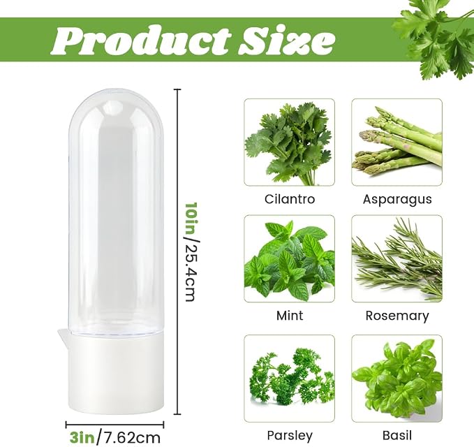 Fresh Herb Saver Cilantro Storage Containers for Refrigerator, Transparent Herbs Saver fits Fridge Asparagus Parsley Mint Leaves, Keeps Greens Vegetables for 2-3 Weeks(SIZE:2 pcs)