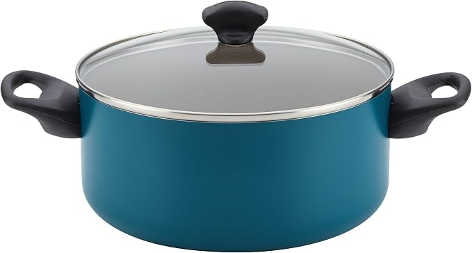 Farberware Dishwasher Safe Aluminum Nonstick Cookware Pots and Pans Set, 15-Piece, Teal