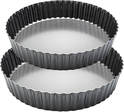 9“ & 11” Deep Dish Tart Pan, 2 Pack Nonstick 2” Tall Tart Pan, Quiche Pan, Carbon Steel Deep-dish Pie Pan with Removable Loose Bottom for Baking Thanksgiving Christmas