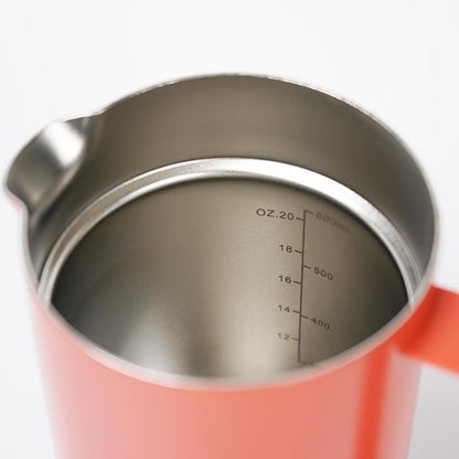 Stainless Steel Small French Press, 600ml Double Wall Insulated Coffee Maker Heat Resistant Non-Slip Handle, Portable Coffee Brewer for Home, Office, Camping, Single & Couple Daily Use
