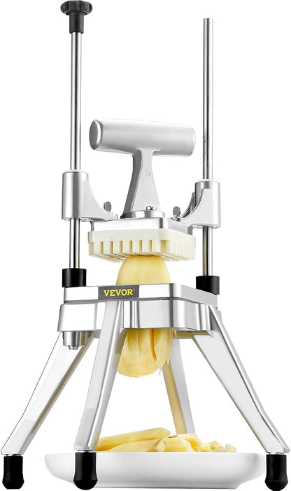 Vevor Commercial Vegetable Fruit Chopper 3/8″ Blade Heavy Duty Professional Food Dicer Kattex French Fry Cutter Onion Slicer Stainless Steel for Tomato Peppers Potato Mushroom, Sliver : Home & Kitchen