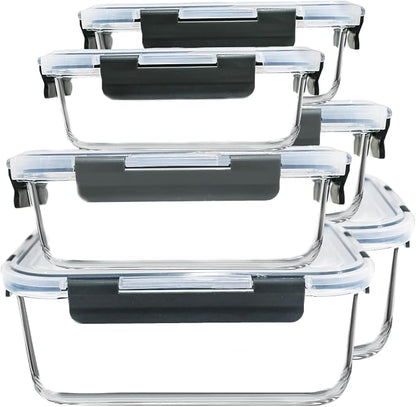 M MCIRCO 67.4oz(8.3 cup), 33.8oz(4.2 cup)& 18.6oz(2.1 cup) Extra Large Glass Food Storage Containers Set with Lids, 6 Pack Airtight Glass Storage Container for Microwave,Oven,Freezer Dishwasher
