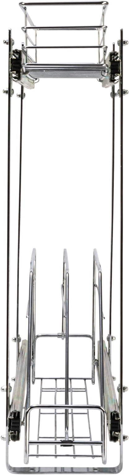 Household Essentials Glidez Multipurpose Chrome-Plated Steel Pull-Out/Slide-Out Storage Organizer for Cookware and Bakeware - 2-Tier Design - Fits Standard Size Cabinet or Shelf, Chrome