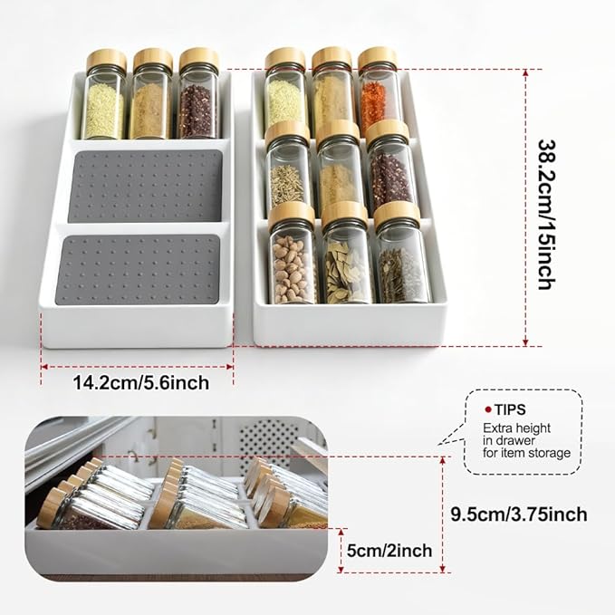 Kitchen Drawer Organizer,2 Pack,Pantry Organizers and Storage,Spice Rack Organizer for Cabinet, Making up Organizer, Bottle Rack,Bottles Holder,Spice Bottle Organizer