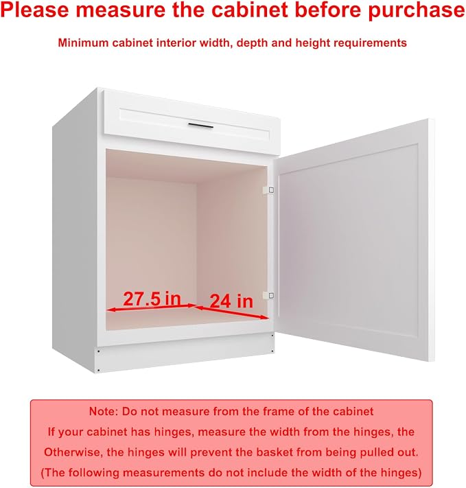 Sikarou Pull Out Cabinet Organizer 26" W x 21" D, Heavy Duty Kitchen Cabinet Pull Out Shelves, Slide Out Wire Basket for Kitchen Cabinets, Bathroom, Pantry, Chrome Finish
