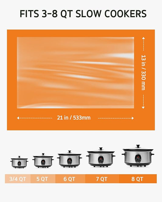 Syntus 30 Count Slow Cooker Liners, Large Size 13" x 21" Fits 3-8 Quart Pots BPA-free Disposable Cooking Bags Suitable for Oval & Round & Retangular Slow Cookers