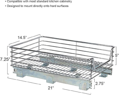 Household Essentials Chrome-Plated Steel Pull-Out Basket Organizer