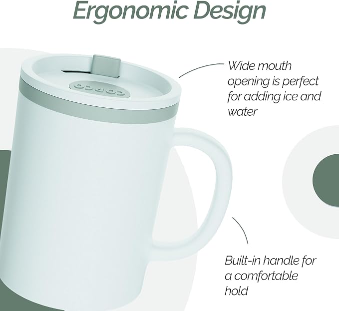 Copco Desk Mug 16 oz - Durable BPA-Free, Double-Wall Insulation for Hot & Cold Drinks, Microwave & Dishwasher Safe, Ideal for Office, Home, Travel - Spill-Resistant Reusable Mug (Grey)