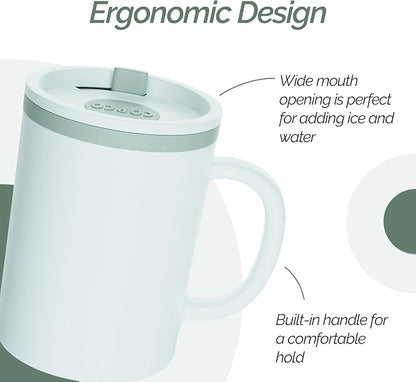 Copco Desk Mug 16 oz - Durable BPA-Free, Double-Wall Insulation for Hot & Cold Drinks, Microwave & Dishwasher Safe, Ideal for Office, Home, Travel - Spill-Resistant Reusable Mug (Grey)