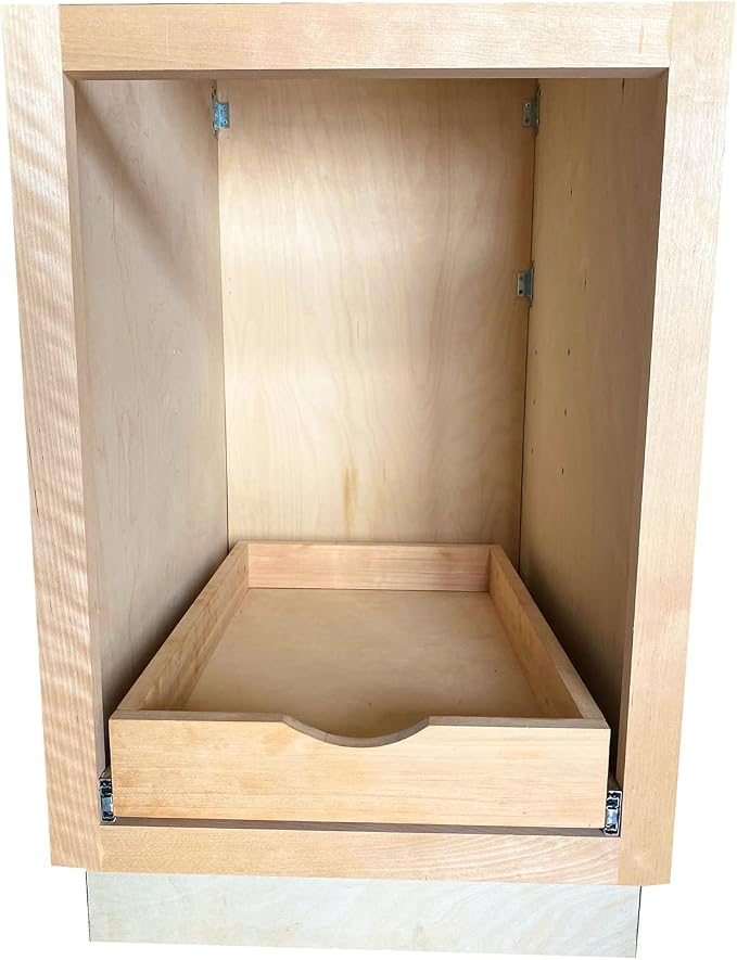 Soft-closing drawer, Slide soft close cabinet drawers, Wood Pull Out Tray Drawer Box Kitchen Cabinet Organizer, Cabinet Slide Out Shelve, Wooden Pull-Out Shelf-Fast and Easy D.I.Y. (15"W×21"D×3"H)