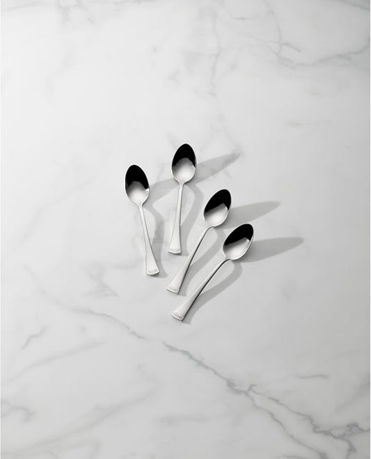 Lenox Flatware Set, Portola Teaspoons Set, Service For 4, 18/10 Stainless Steel, Mirror Finish, Dishwasher Safe, Kitchen Utensils Sets, Home And Kitchen Utensils, Spoons, Teaspoons (Silver, 4 Pieces)