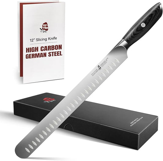 TUO Carving Knife, 12 inch Brisket Knife for Cutting Smoked Meat, Slicing Through Roast, High Carbon German Steel, Ergonomic Handle, BBQ Gifts - Falcon Series