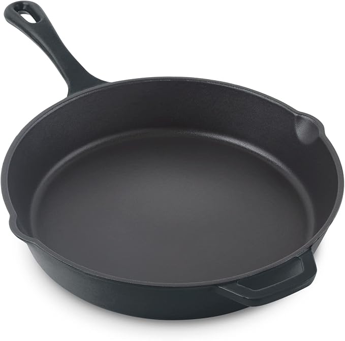DASH Zakarian x Nonstick Cast Iron Skillet - Versatile Frying Pan Cookware - Oven-Safe Searing Skillet with Pour Spout and Quick-Clean Surface - Rust-Resistant - Black, 11-Inch