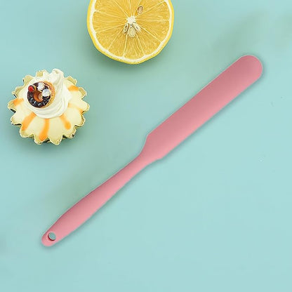 3Pcs Silicone Jar Spatula Long Handle Kitchen Spatulas for Mixing, Scraping, and Spreading,Ideal for Jars, Baking, Cake Icing, Cream, Butter, and Batter Kitchen Tool (Purple, Pink, Green)