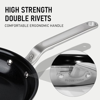 5 Ply Ceramic Non Stick Frying Pans - 12 Inch Stainless Clad Nonstick Skillet, Non-Toxic PTFE PFOA & PFAS Free, Induction Ready Oven Safe up to 650°F, Professional Even Heating Cookware