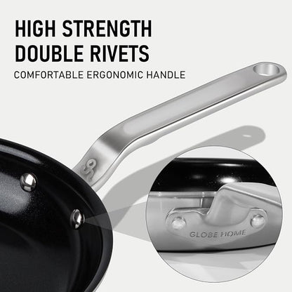 5 Ply Ceramic Non Stick Frying Pans - 8 Inch Stainless Clad Nonstick Skillet, Professional Cookware for Induction, All Stoves and Oven
