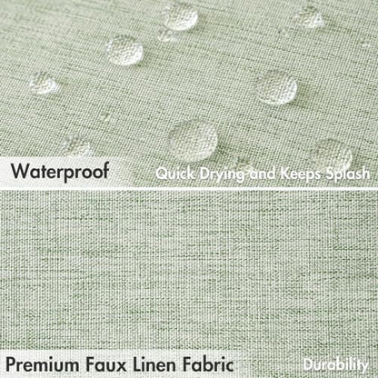 MIULEE Sage Green Scalloped Linen Shower Curtain 72x72 Inches