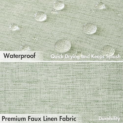 MIULEE Stall Linen Spring Shower Curtain Sage Green W72*L72 12 Metal Hooks
