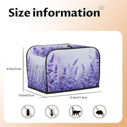 Flower Lavender Toaster Cover 4 Slice Wide Slot Washable Toaster Covers | Purple Art Dust and Fingerprint Protection Bread Maker Covers for Kitchen Accessories Decor Bakeware Women Gift