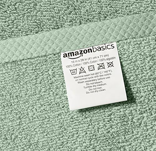 Amazon Basics Lightweight Quick-Dry Hand Towels, 100% Cotton, 28" x 16", Seafoam Green, 8-Pack