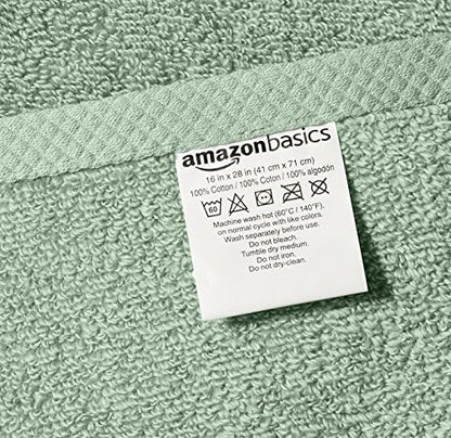 Amazon Basics Lightweight Quick-Dry Hand Towels, 100% Cotton, 28" x 16", Seafoam Green, 8-Pack