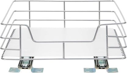 Household Essentials Brushed Steel Pull-Out Pantry Basket with Plastic Liner, Silver
