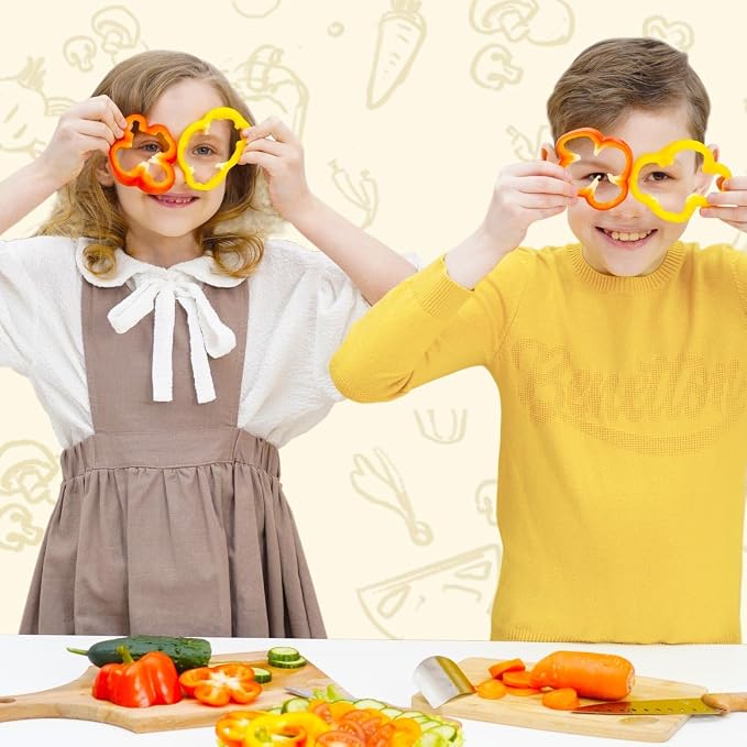 Kibbidea Kids Knife Set for Real Cooking，4-Pieces Kids Kitchen Knives with Stainless Steel Blade, Wooden Handle, Child Friendly Chef Knife for Cutting Chopping, BPA-free Knives for Teenager 8-12
