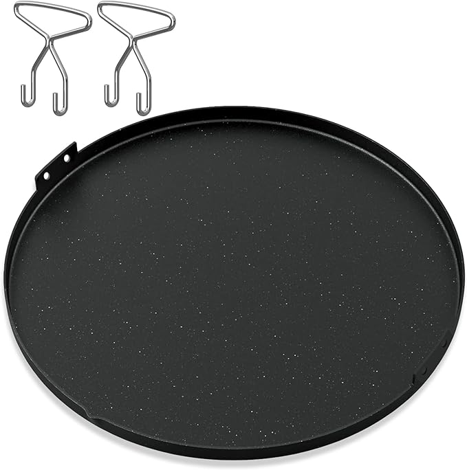 KEESHA 21.5'' Round Premium Nonstick Carbon Steel Griddle with 2 Handles for Recteq Pellet RT-B380 Bullseye Wood Pellet Grill, Thickened and Taller Edges, Food Grade Coating-No PFOA