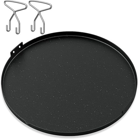 KEESHA 21.5'' Round Premium Nonstick Carbon Steel Griddle with 2 Handles for Recteq Pellet RT-B380 Bullseye Wood Pellet Grill, Thickened and Taller Edges, Food Grade Coating-No PFOA