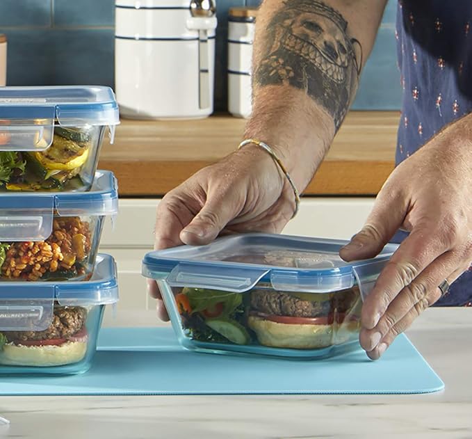 Snapware Total Solutions (2-Pack, 1 & 4 Cup) Glass Food Storage Containers Set, Airtight & Leakproof Locking BPA-Free Lids, Freezer Dishwasher Microwave Safe