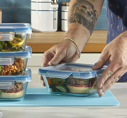 Snapware Total Solutions (2-Pack, 1 & 4 Cup) Glass Food Storage Containers Set, Airtight & Leakproof Locking BPA-Free Lids, Freezer Dishwasher Microwave Safe