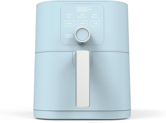 Martha Stewart 6QT Air Fryer, 6-in-1, Bake, Broil, Roast, Air Fry, Dehydrate, Reheat, Ceramic Non-Stick Basket, Crispy Results Fast, 400°F Max Temp, Shake Reminder, Sky Blue