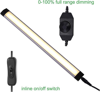AIBOO LED Under Counter Light Rigid Bar Kit, Plug in Corded Under Cabinet Lighting with 12V LED Dimmable Switch for Counter Shelf Showcase Display Lighting (6 Panels,Warm White)