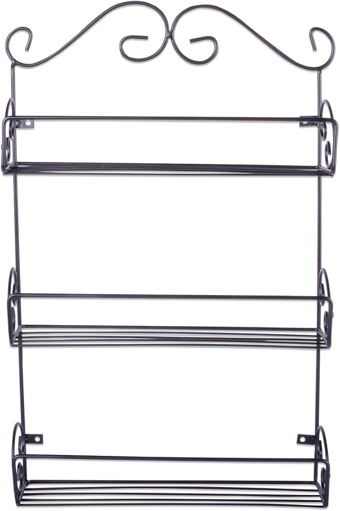 DII Farmhouse Vintage Decorative Metal Pantry Spice Rack Organizer, 11Lx2.6Wx18H, 3 Tier Spice Rack - Rustic