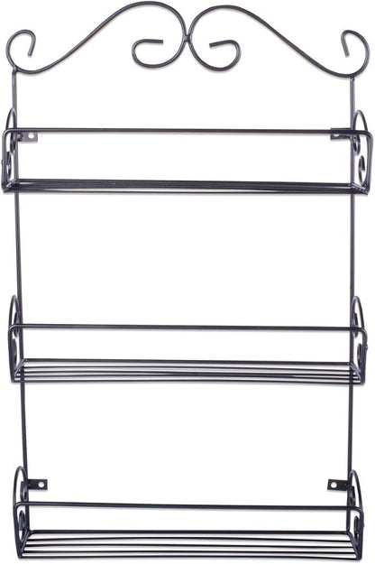 DII Farmhouse Vintage Decorative Metal Pantry Spice Rack Organizer, 11Lx2.6Wx18H, 3 Tier Spice Rack - Rustic