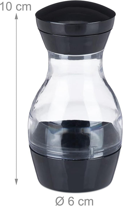 Relaxdays, Black/Silver Spice Carousel 16 Spice Jars Spice Rack 360° Rotatable H x D 29 x 19 cm Plastic