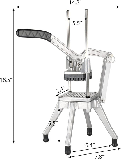 ROVSUN Commercial Vegetable Chopper French Fry Cutter Potato Slicer Fruit Chopper, Super Value Set of Suction Feet, 1/2'', 3/8'', 1/4'', 8-Wedge Blades and Pusher Blocks for Restaurant, Home & Kitchen