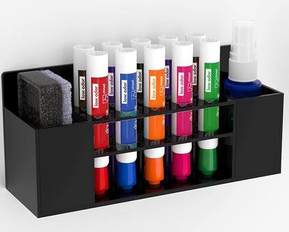 HBlife Acrylic Magnetic Dry Erase Marker Holder for Whiteboard, Wall Mount 10 Slots Magnet Pen Pencil Holder for Fridge Refrigerator, Locker Organizer Accessories for School Classroom Office, Black