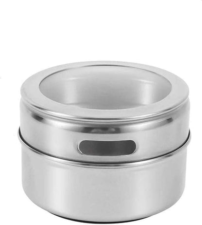 Magnetic Spice Jars,12 Pcs Stainless Steel Spice Tins with Lid and Small Holes for Sprinkle Rust Free Easy to Clean Includes 94 Labeling Stickers