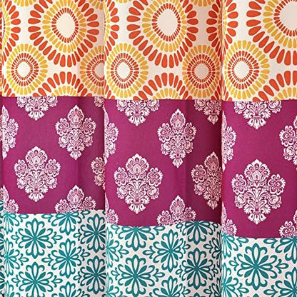 Lush Decor Bohemian Stripe Shower Curtain, 72" W x 72" L, Fuchsia & Orange - Bathroom Curtain - Striped Shower Curtain - Boho Decor - Fabric Shower Curtains
